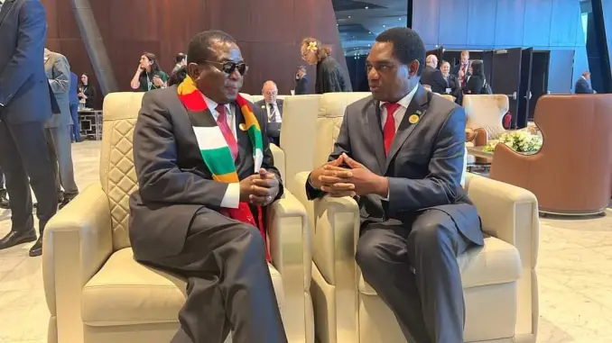 President Emmerson Mnangagwa with Zambian President Hakainde Hichilema