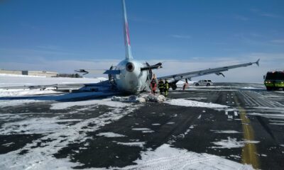 Air Canada plane skids off runway in Halifax, catches fire