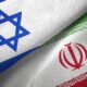 Iran and Israel flag together realtions textile cloth fabric texture