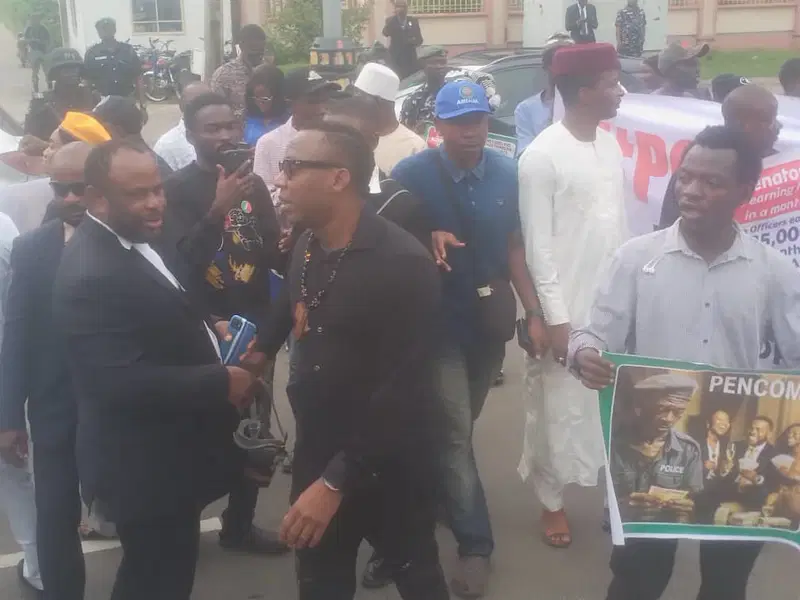 Omoyele Sowore leads protest to Police Force HQ