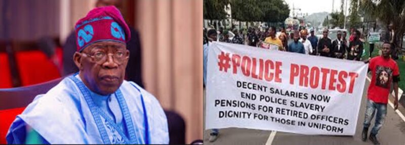 Tinubu and protesting Nigerian police