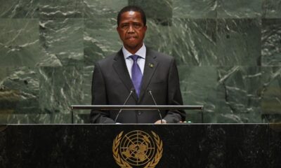 (FILES) Edgar Chagwa Lungu, President, Republic of Zambia, speaks to the 74th Session of the General Assembly at the United Nations headquarters in New York on September 25, 2019 in New York. Former Zambian President Edgar Lungu, who lost power in 2021, died Thursday in a hospital in South Africa at the age of 68, his party and family announced. Lungu had been receiving specialised treatment in a clinic in Pretoria, the Patriotic Front said in a statement. (Photo by TIMOTHY A. CLARY / AFP)