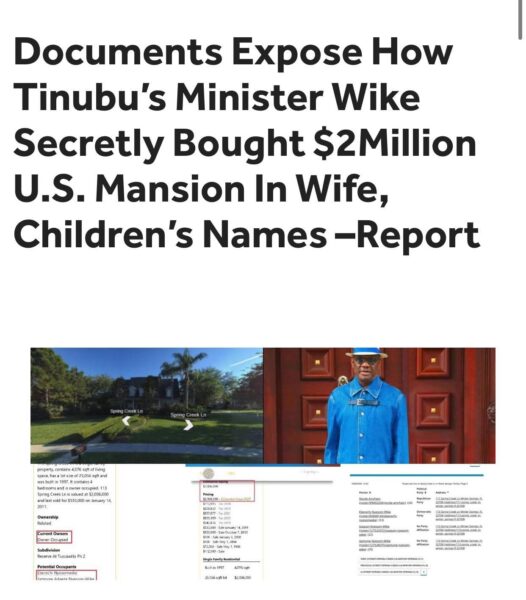 Document proving Wike bought house for wife,child