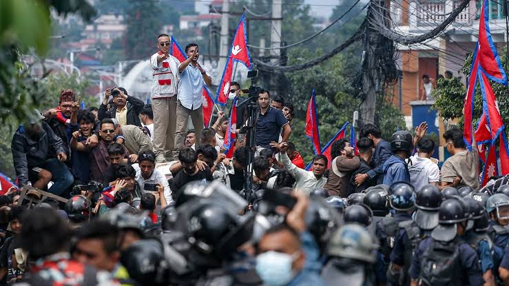 Young people protest in Nepal