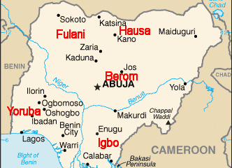 TRIBAL MAP - Igbo, Yoruba and Hausa