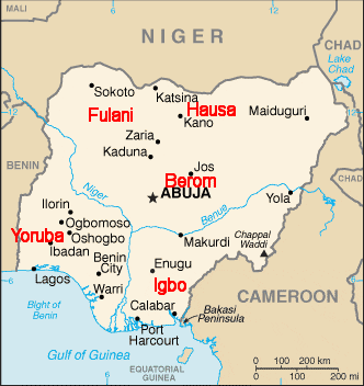 TRIBAL MAP - Igbo, Yoruba and Hausa